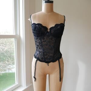 Victoria’s Secret | Deadstock y2k vintage black corset basque sheer black 36C